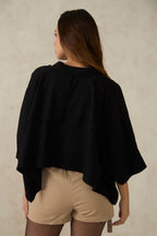 Lolha|100% Cotton Crop Trench Coat Cape