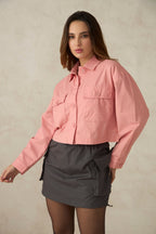 Lisa|100% Cotton Front Open Crop Jacket