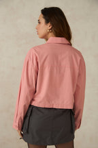 Lisa|100% Cotton Front Open Crop Jacket