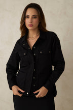 Aiyla|Cotton Stretch Utilitarian Shacket