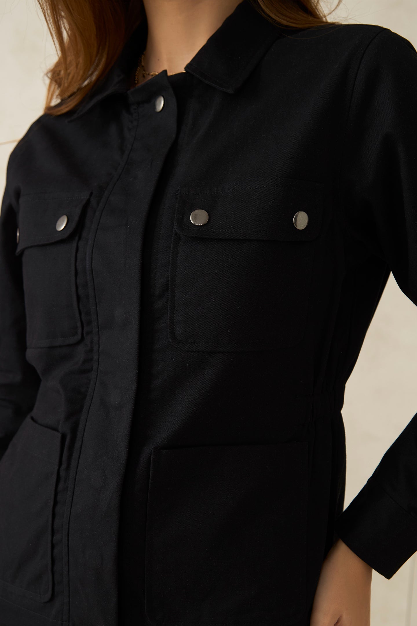 Aiyla|Cotton Stretch Utilitarian Shacket