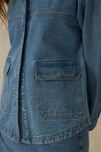 Heather|100% Cotton Drop Shoulder Trucker Jacket