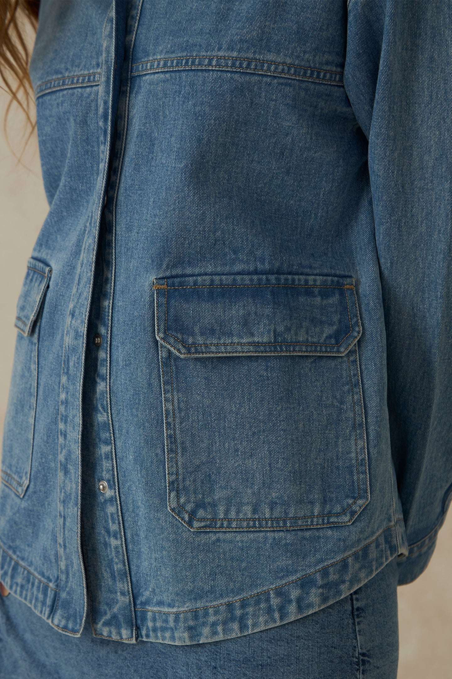 Heather|100% Cotton Drop Shoulder Trucker Jacket