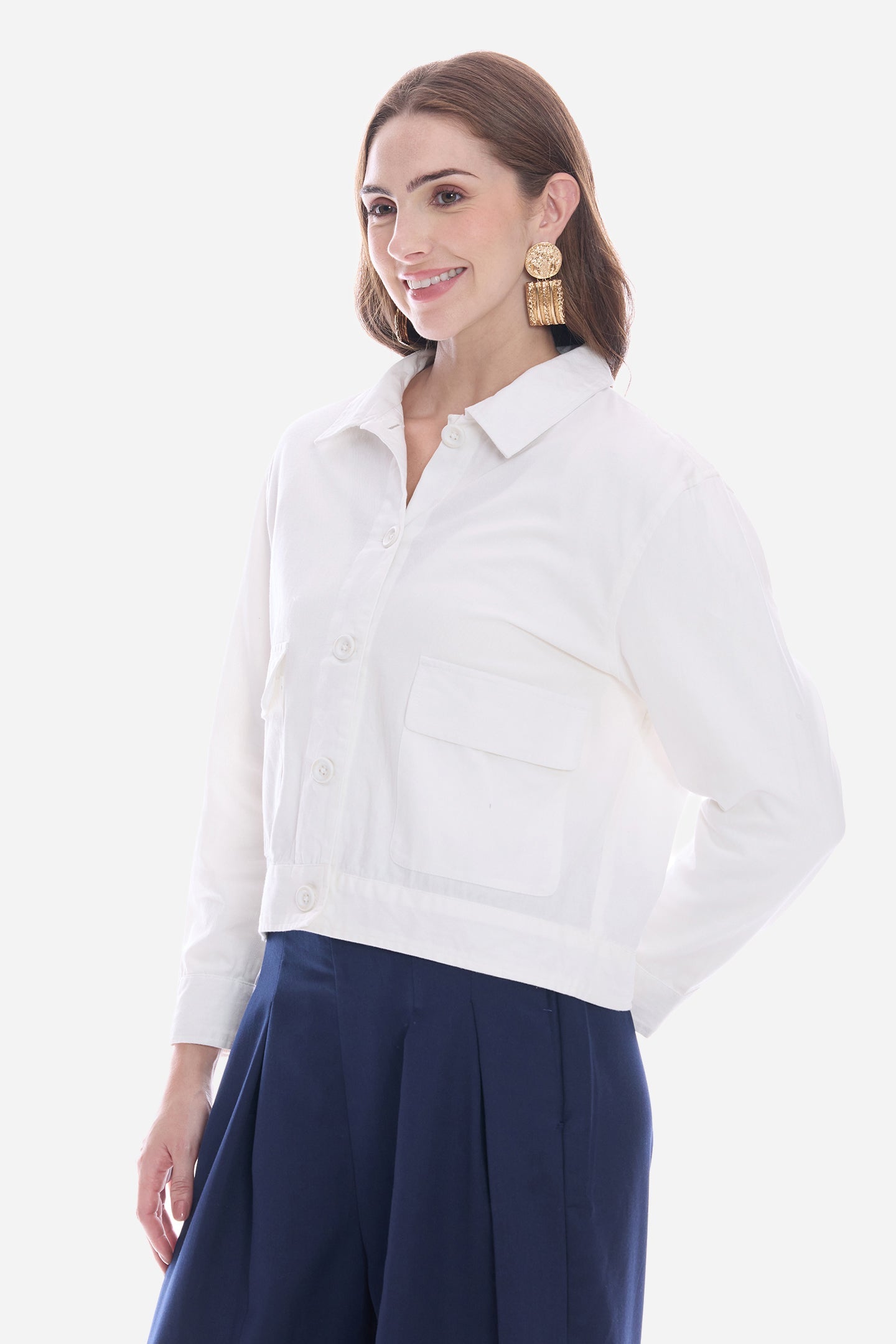 Saiah|100% Cotton Utility Shacket