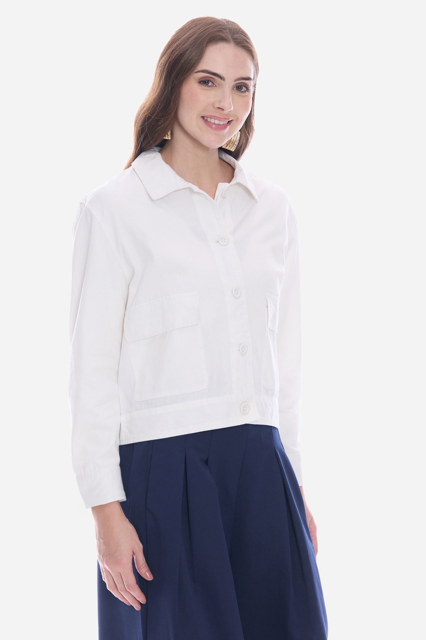 Saiah|100% Cotton Utility Shacket
