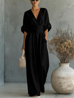 Fashion V-neck Waist Jumpsuit