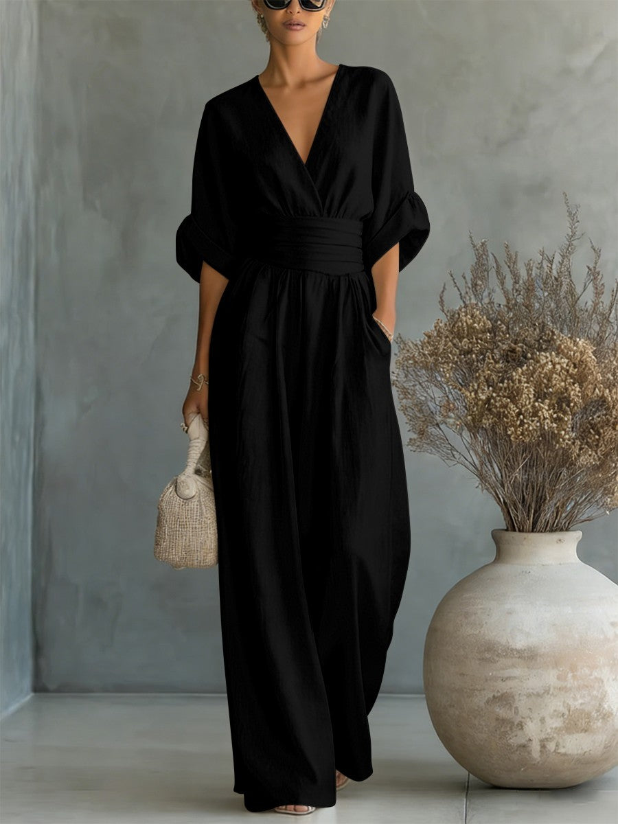Fashion V-neck Waist Jumpsuit