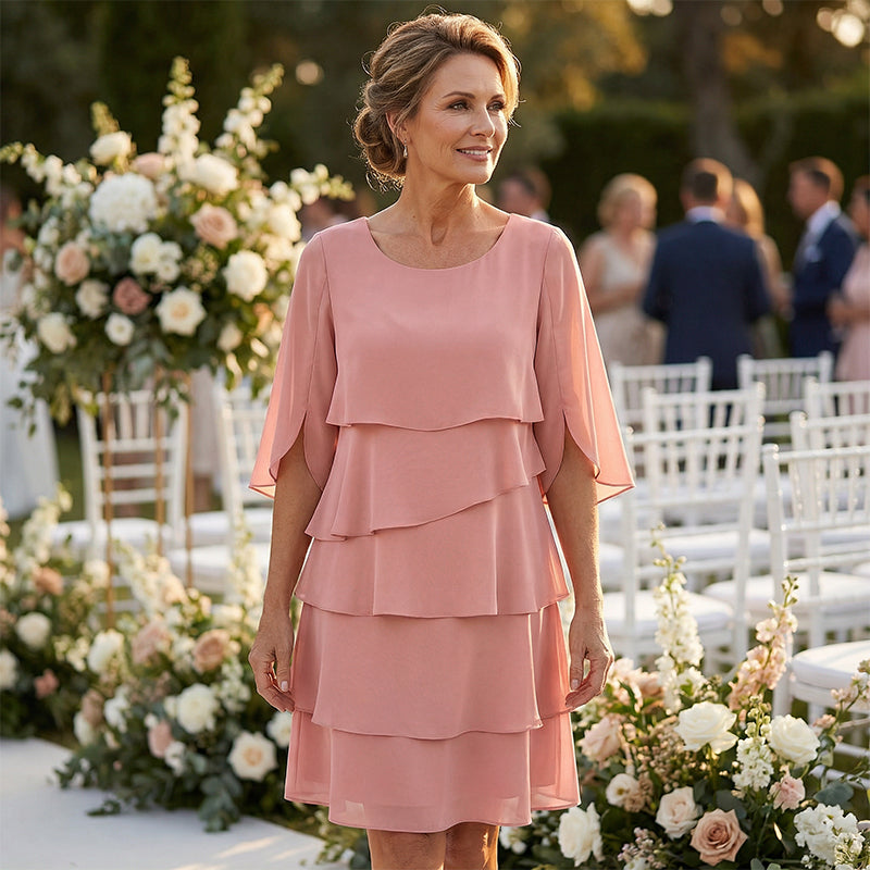 Women's Elegant Layered Ruffle Sleeve Dress