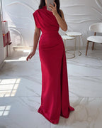 Elegant Slant Shoulder Dress