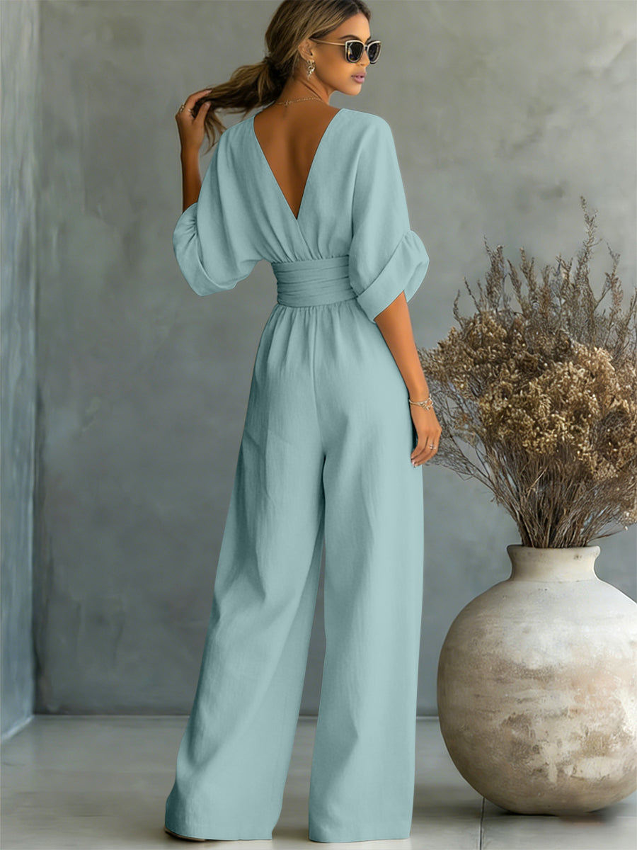 Fashion V-neck Waist Jumpsuit