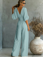 Fashion V-neck Waist Jumpsuit