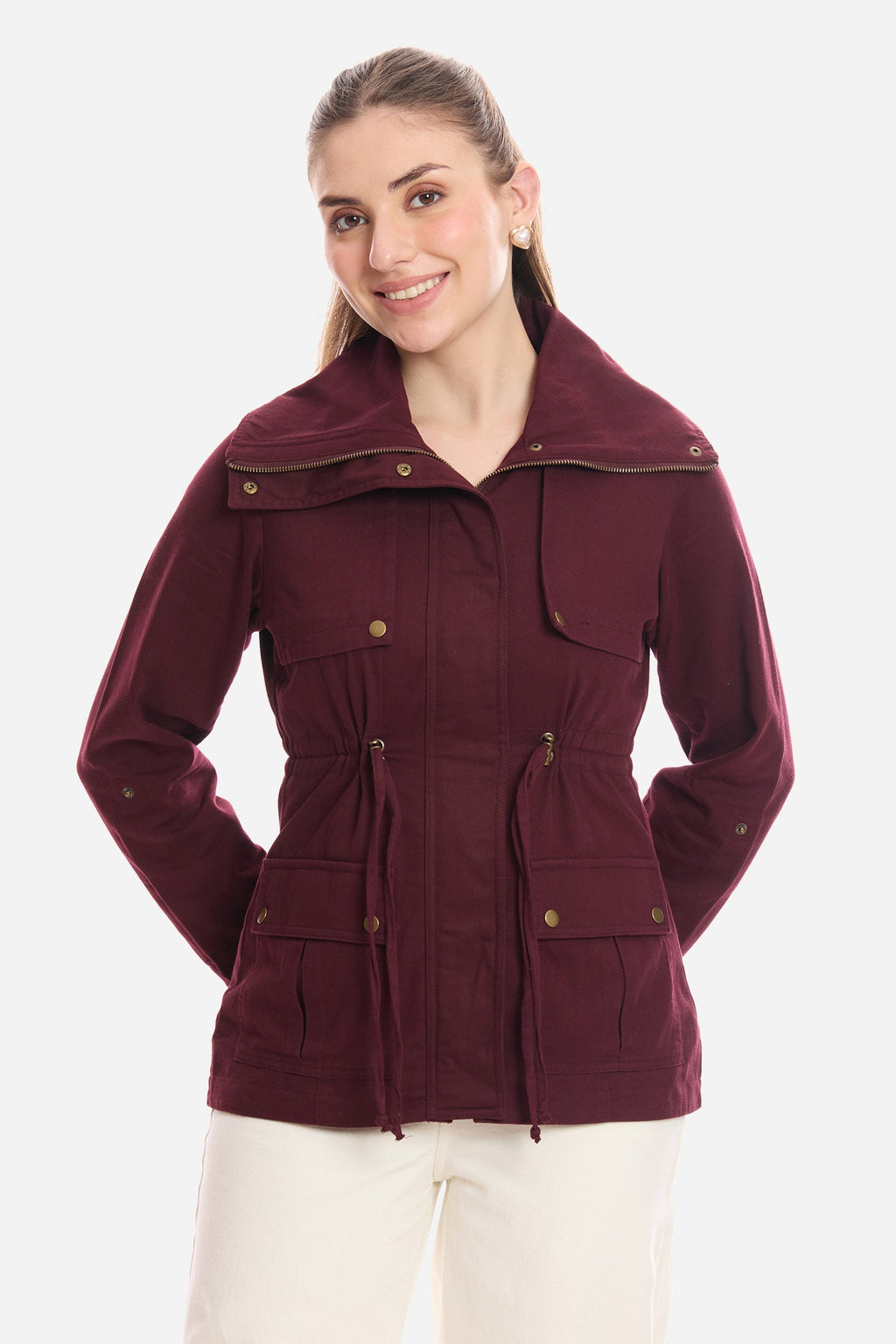 Sine|100% Cotton Utility Jacket With Flange