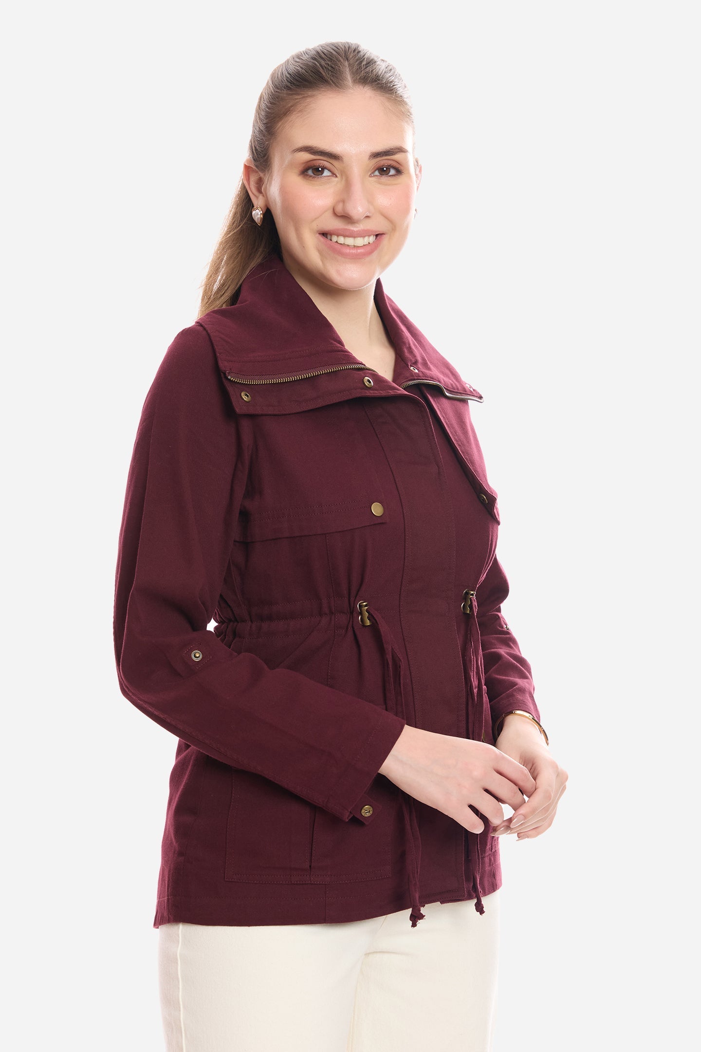Sine|100% Cotton Utility Jacket With Flange