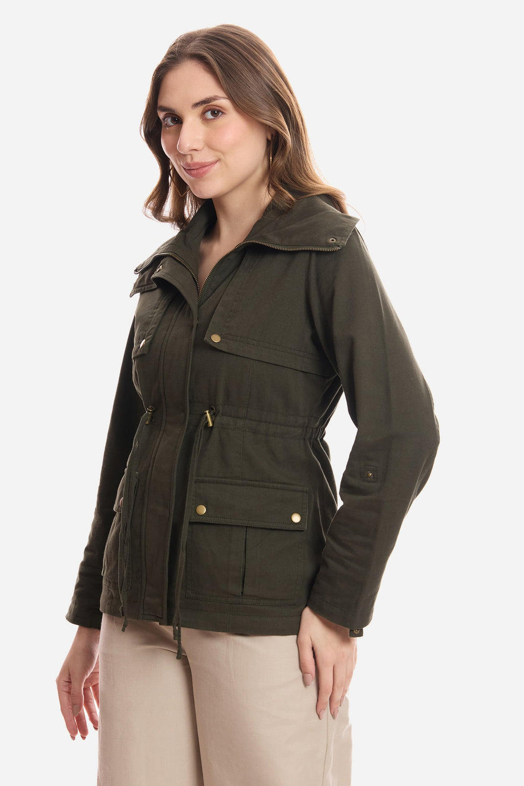 Lile|100% Cotton Utility Jacket With Flange
