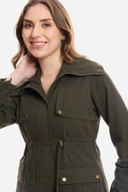 Lile|100% Cotton Utility Jacket With Flange