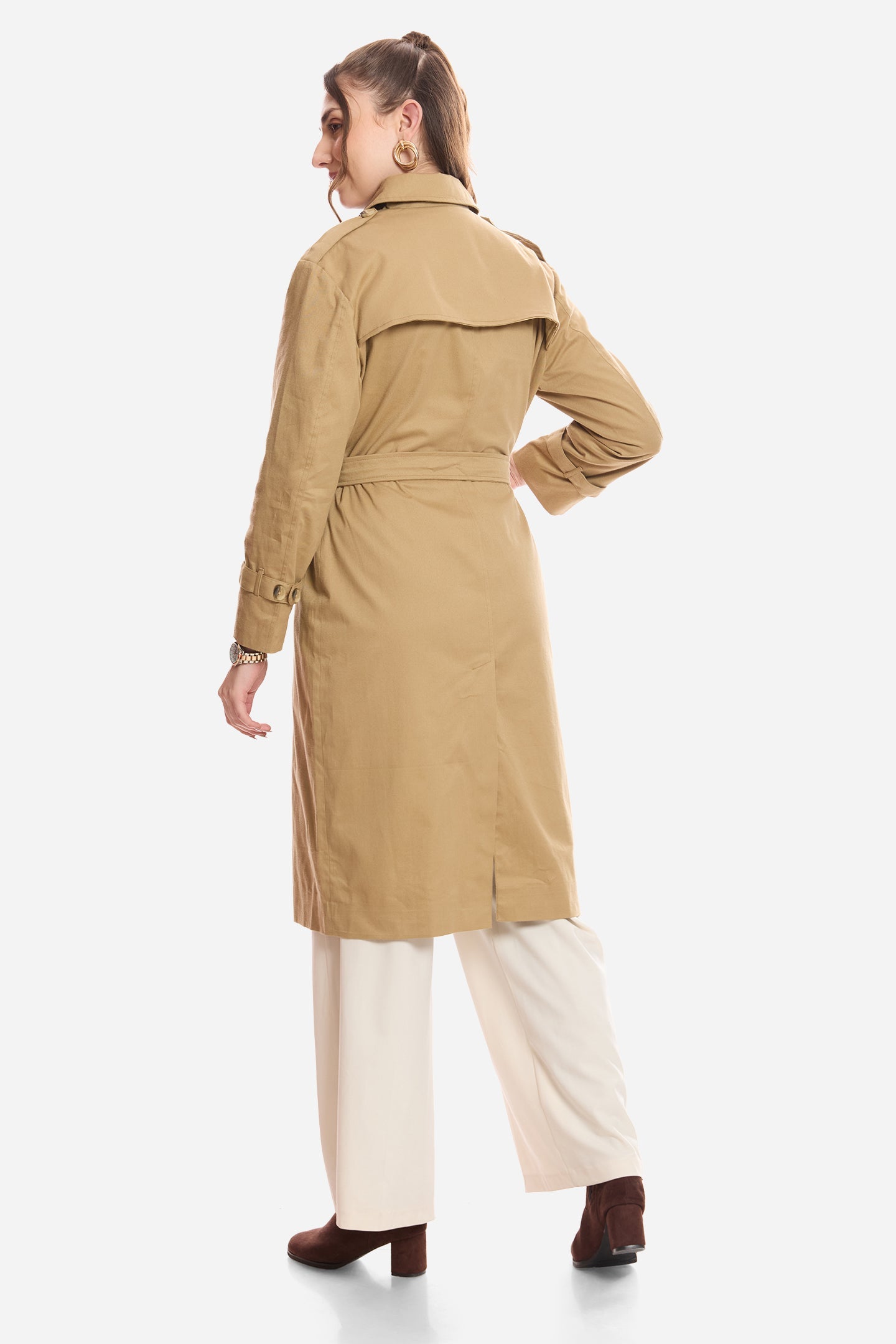 Una|100% Cotton Belted Heritage Long Trench Coat