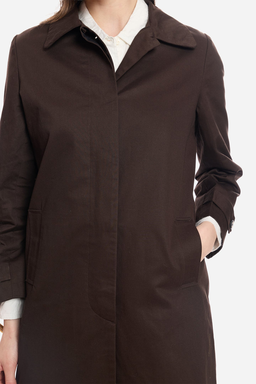 Anne|100% Cotton Shirt Collared Trench Coat