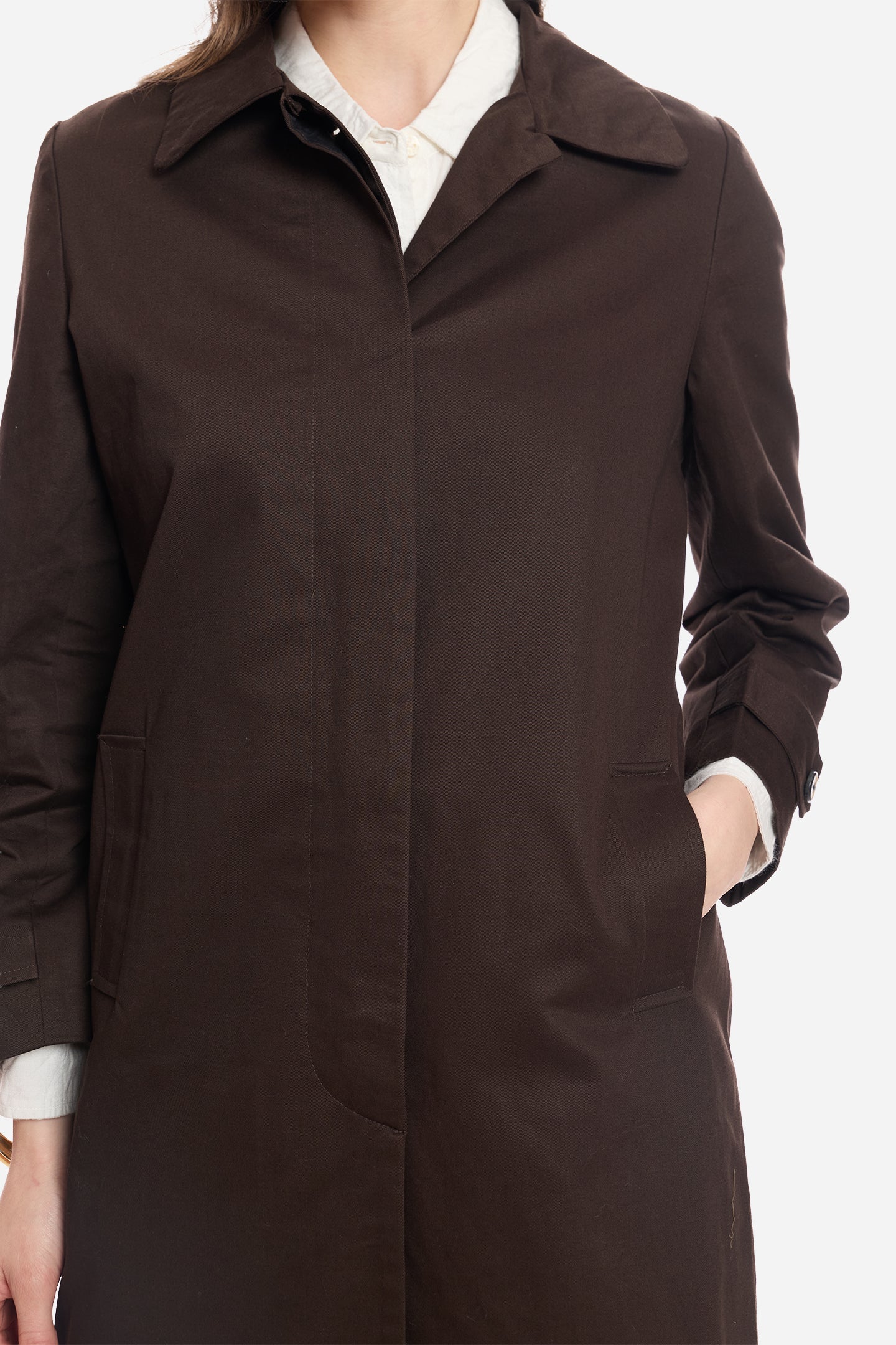 Anne|100% Cotton Shirt Collared Trench Coat