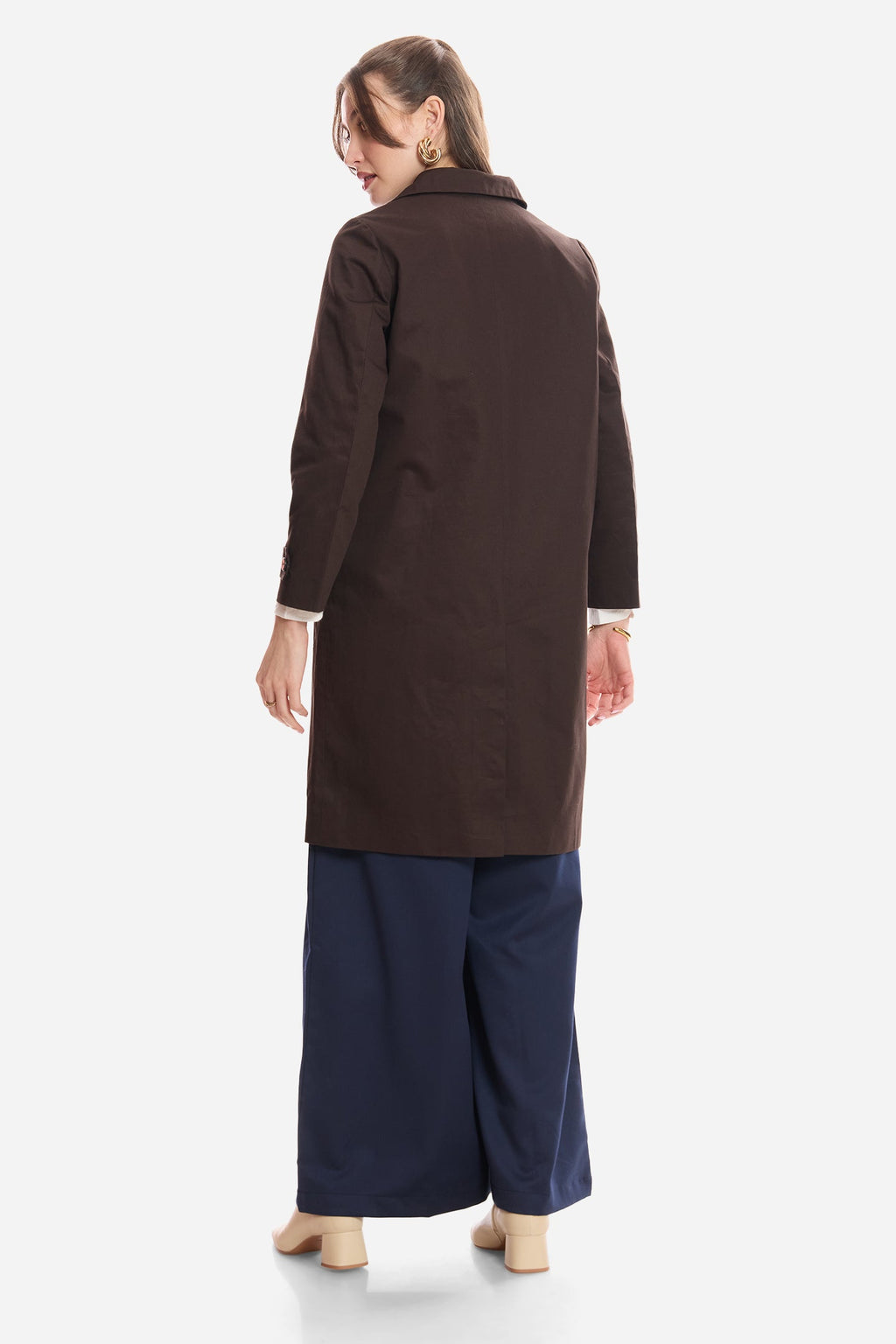 Anne|100% Cotton Shirt Collared Trench Coat