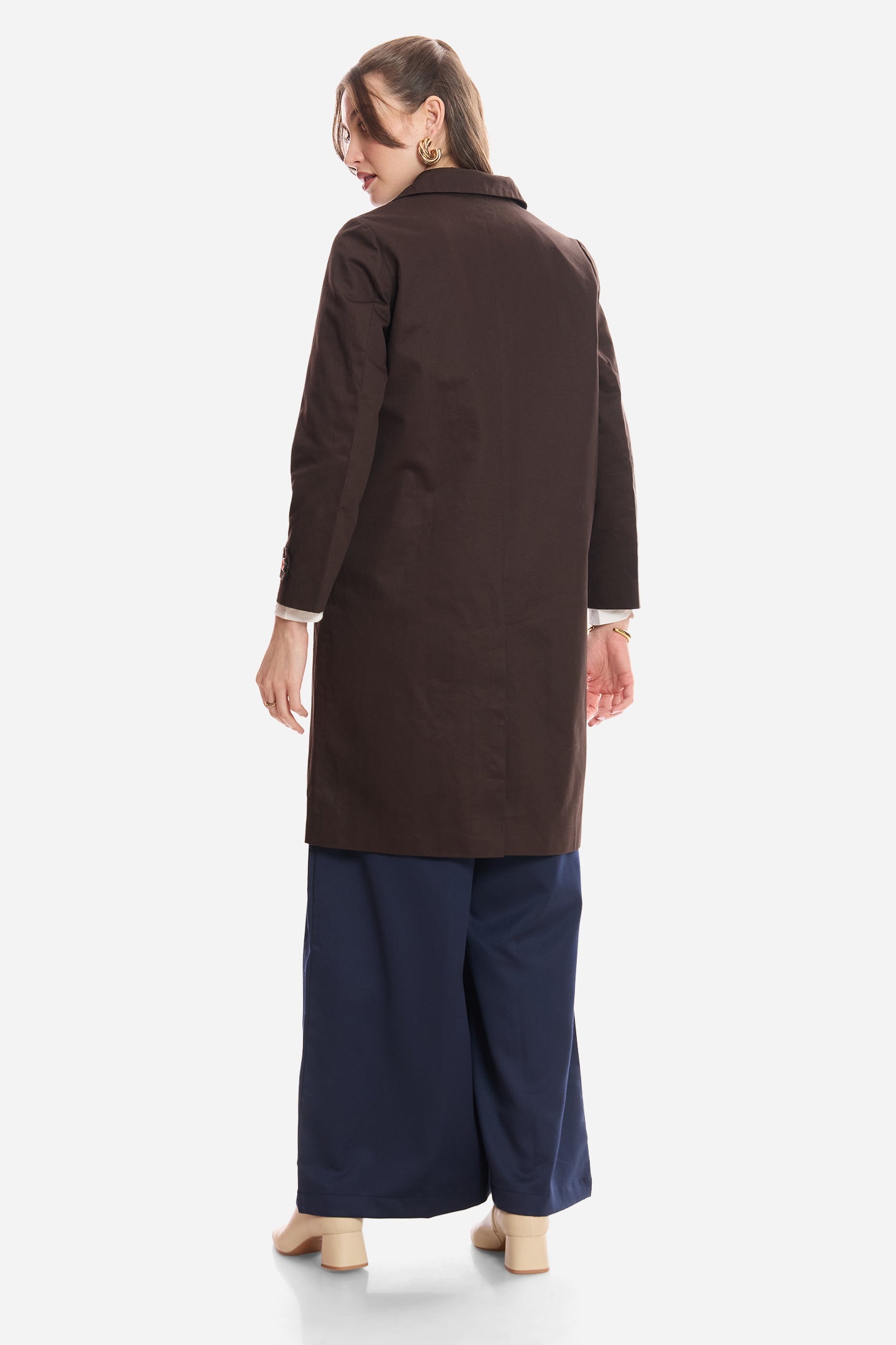Anne|100% Cotton Shirt Collared Trench Coat