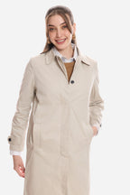 Jean|100% Cotton Shirt Collared Trench Coat