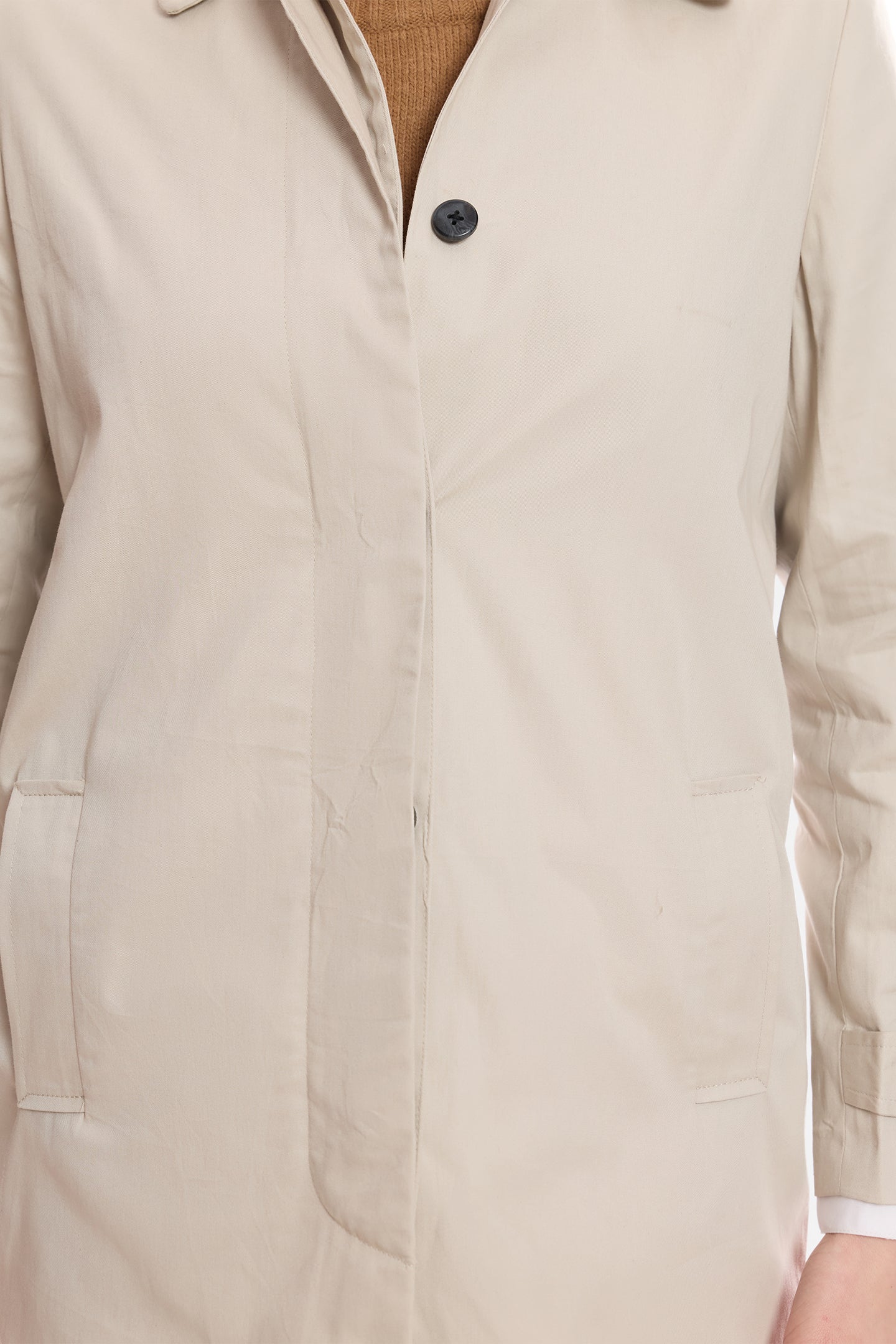 Jean|100% Cotton Shirt Collared Trench Coat