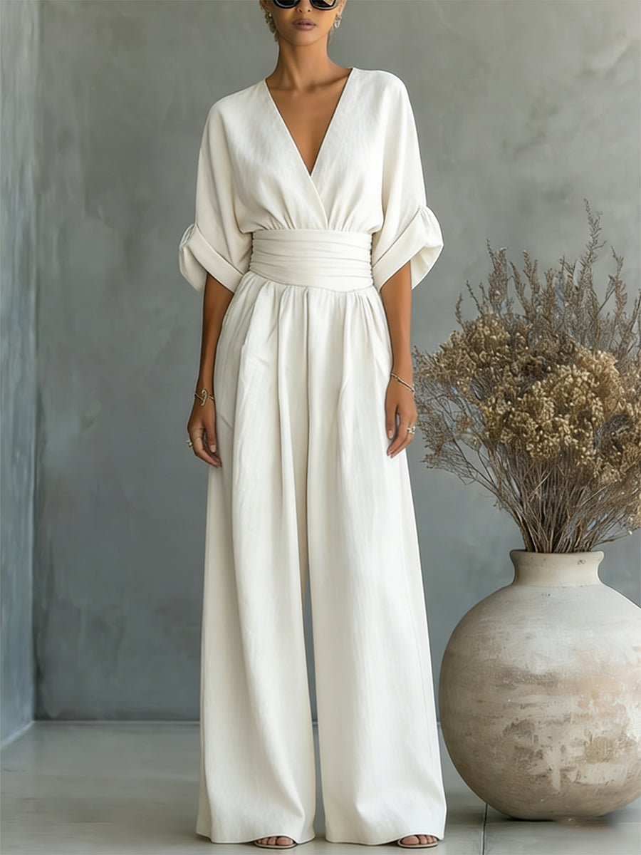 Fashion V-neck Waist Jumpsuit