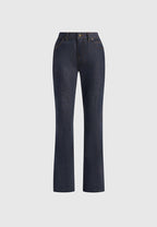 Abbie - Stacked Fit And Flare Jeans - Indigo