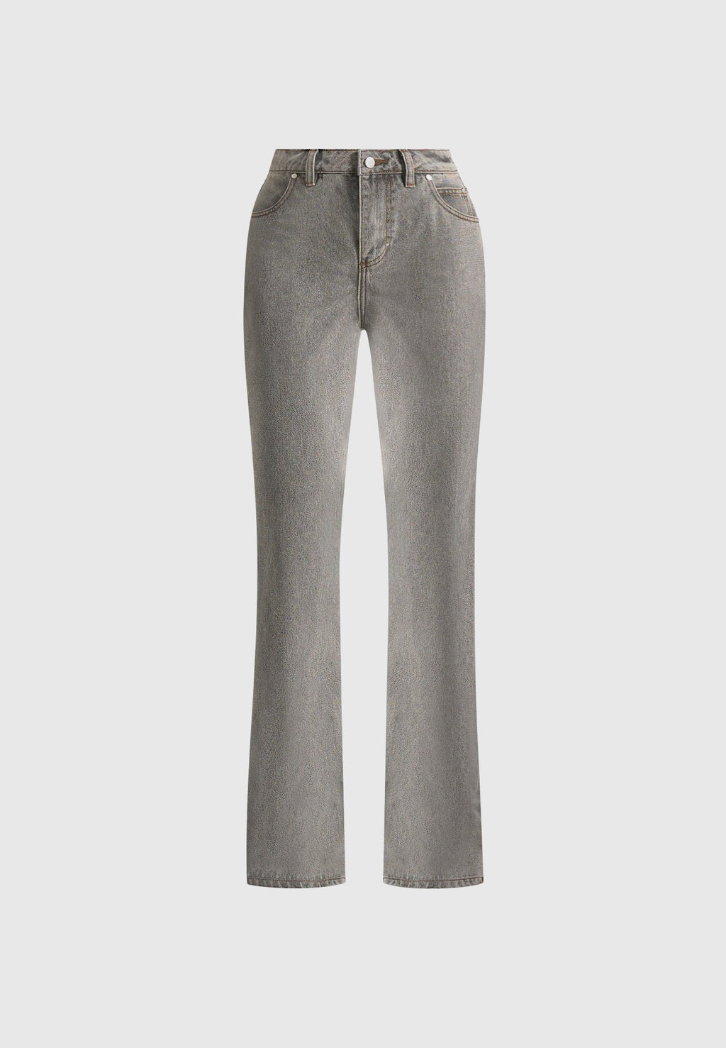 Abbie - Stacked Fit And Flare Jeans - Light Grey