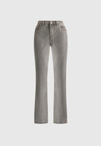 Abbie - Stacked Fit And Flare Jeans - Light Grey