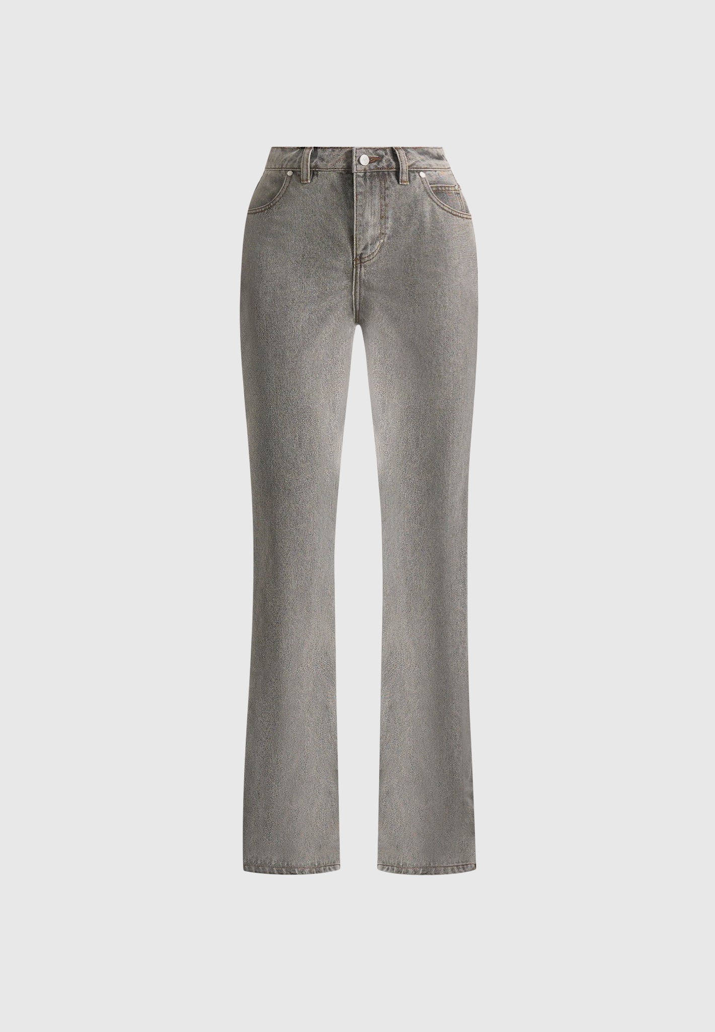 Abbie - Stacked Fit And Flare Jeans - Light Grey