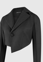Dina - Asymmetric Tailored Cropped Blazer - Black