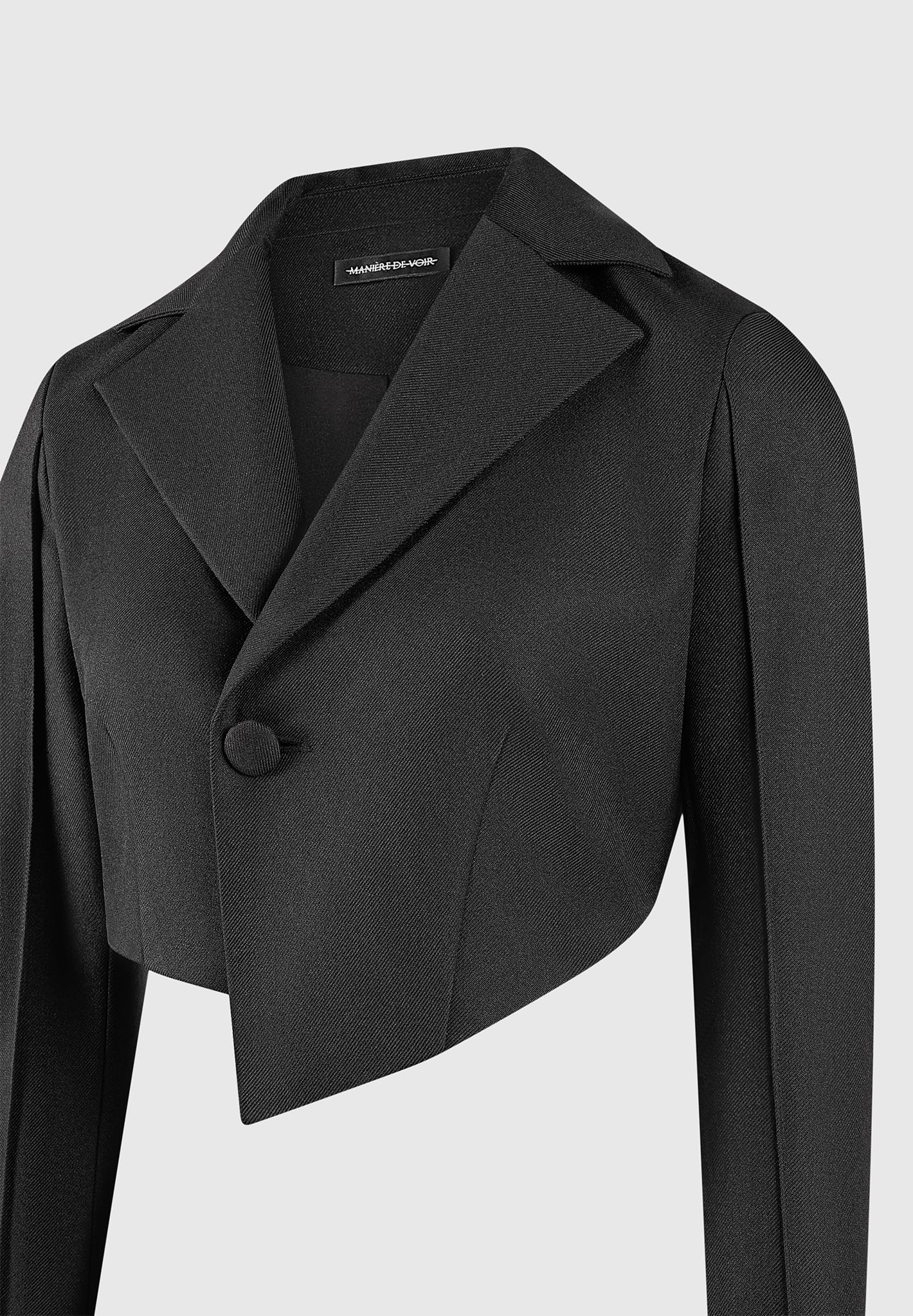 Dina - Asymmetric Tailored Cropped Blazer - Black