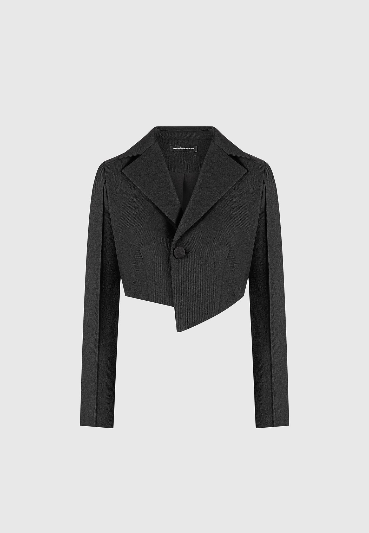 Dina - Asymmetric Tailored Cropped Blazer - Black
