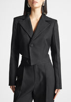 Dina - Asymmetric Tailored Cropped Blazer - Black