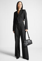 Dina - Asymmetric Tailored Cropped Blazer - Black