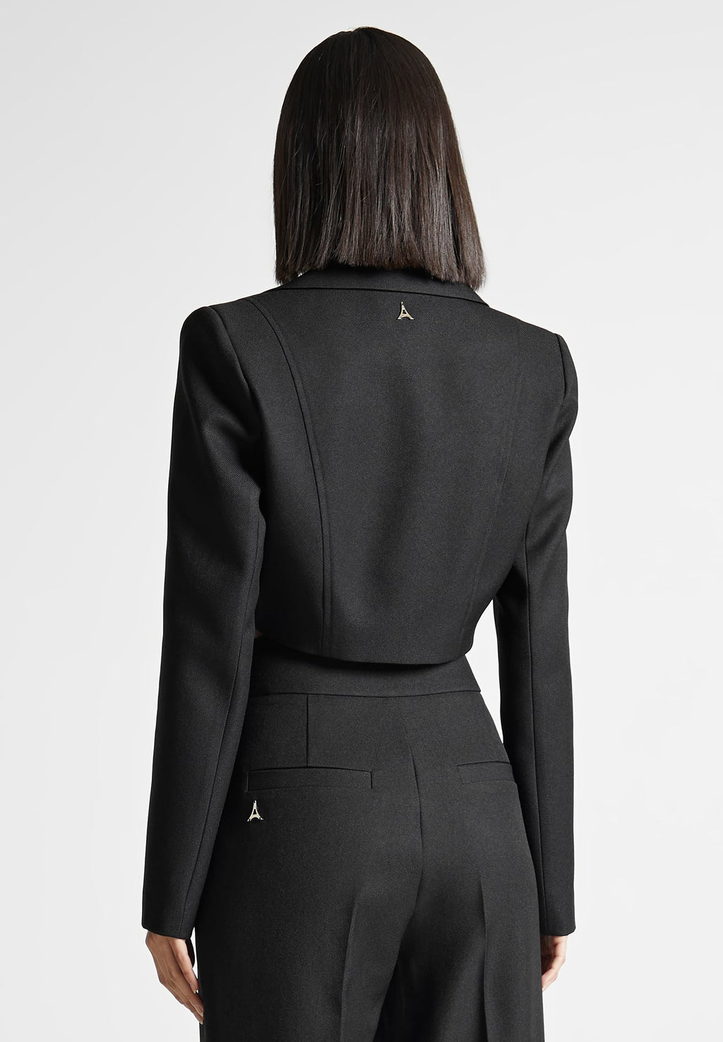 Dina - Asymmetric Tailored Cropped Blazer - Black
