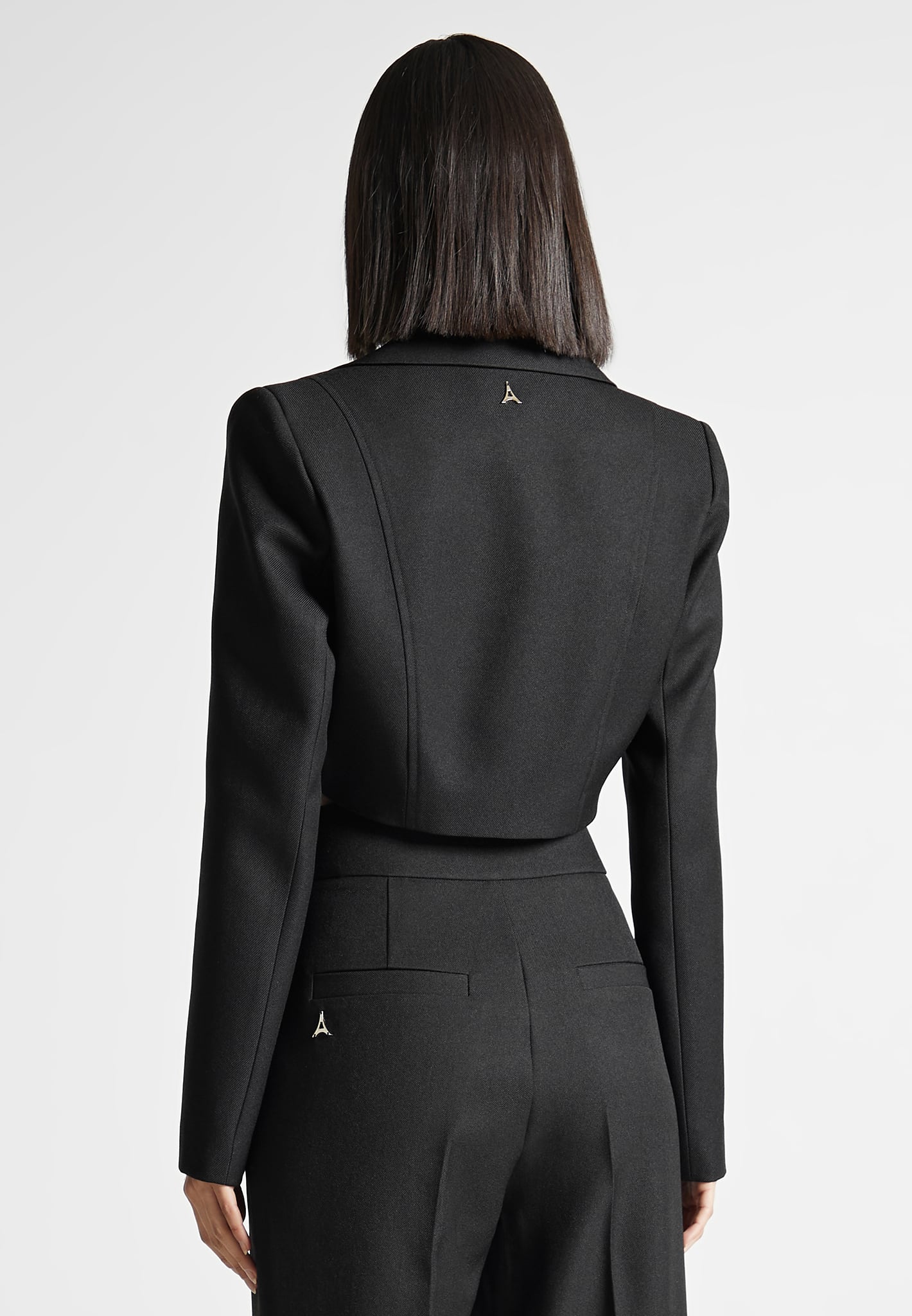Dina - Asymmetric Tailored Cropped Blazer - Black