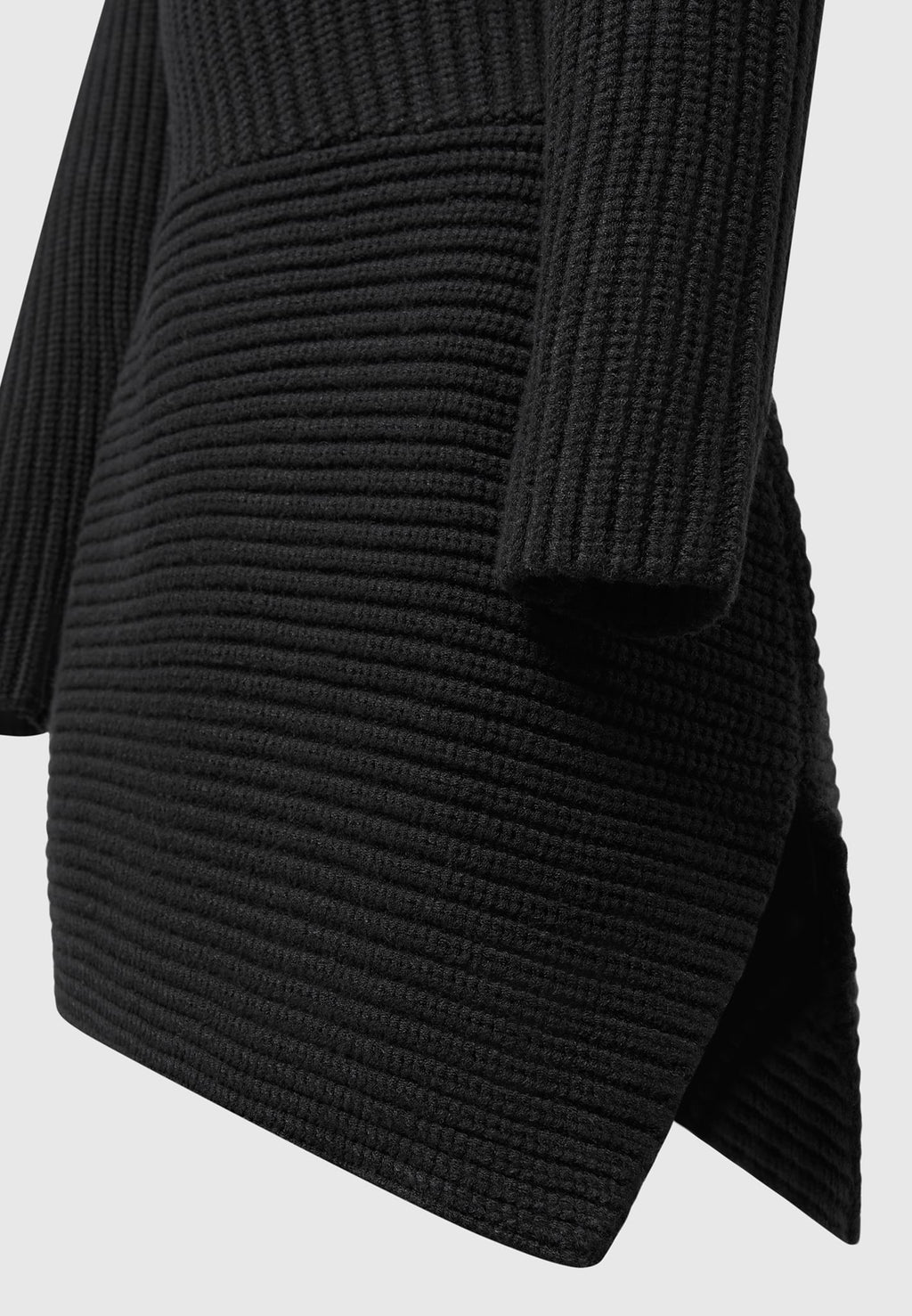 Asymmetric Knit Jumper Dress - Black