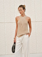 Halter Cross-Over Collar Tank Top