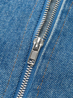 Denim Panel Contrast Strap Corset Top