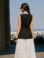 Linen Blend Button-Detail Vest