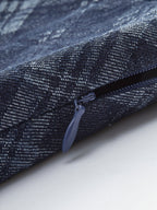 Checkered Print Mid-Waist Denim Short