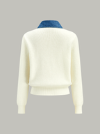 Denim Trim Button Knit Cardigan