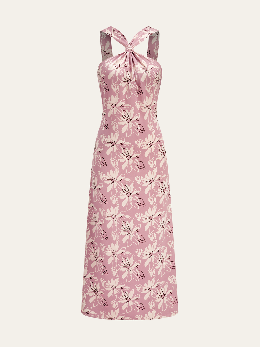 Halter Neck Floral Print Midi Dress