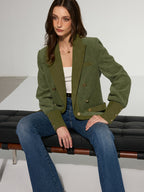 Corduroy Lapel Metal Button Blazer