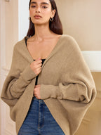 Batwing Sleeve Oversized Ribbed Knit Cardigan