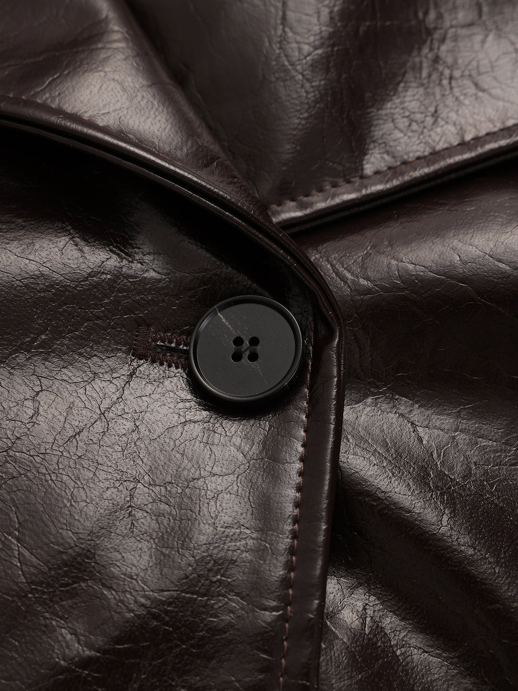 Belted Faux Leather Trench Coat