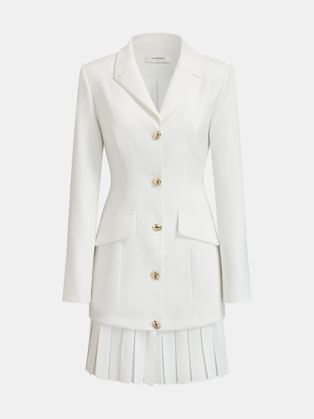 Pleated Hem Tailored Blazer Mini Dress