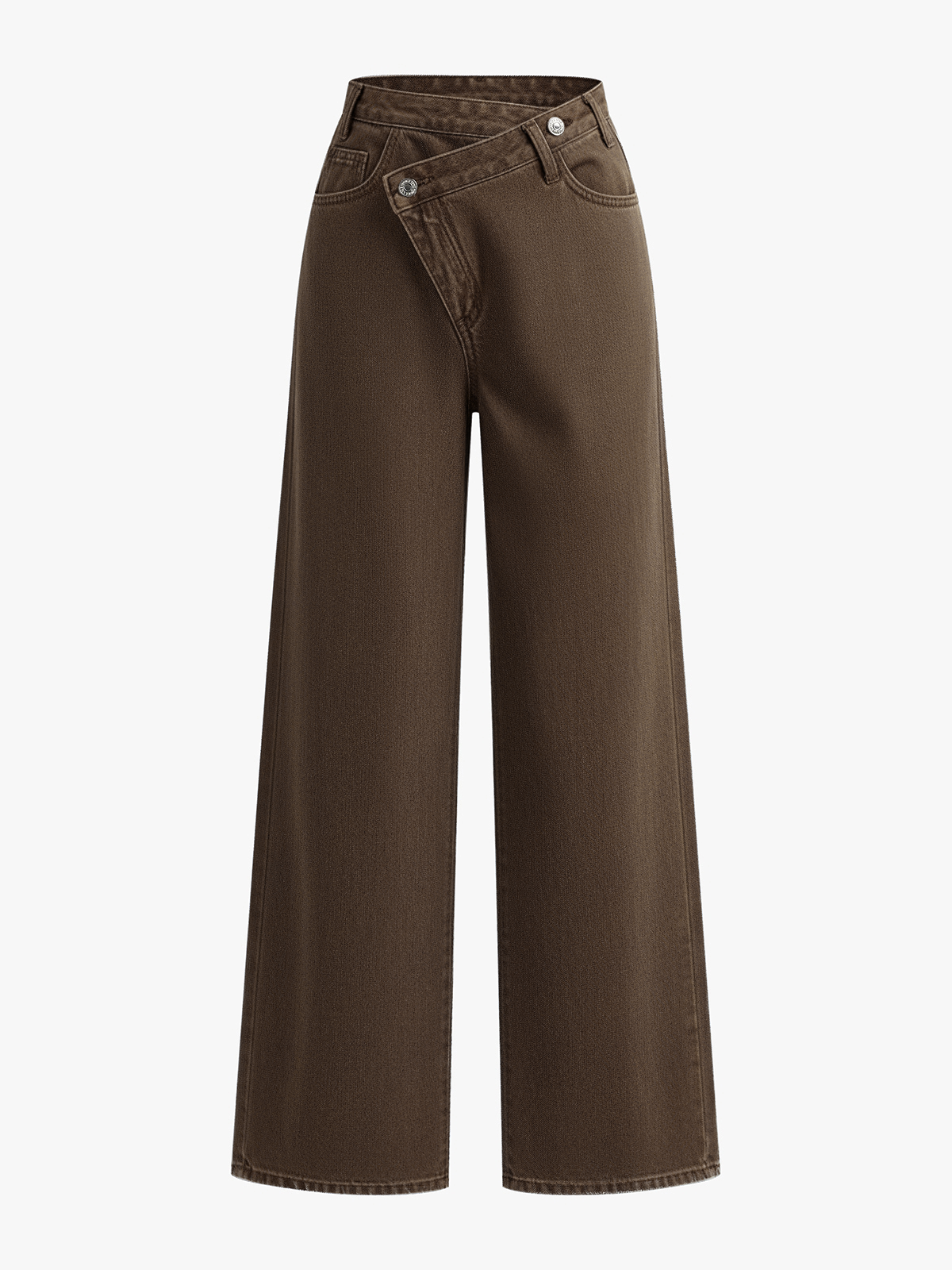 Asymmetric Waist Wide-Leg Jeans